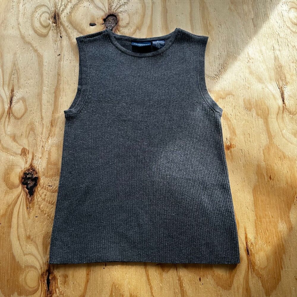 Liz Claiborne Grey Sparkle Ribbed Sweater Vest - Medium